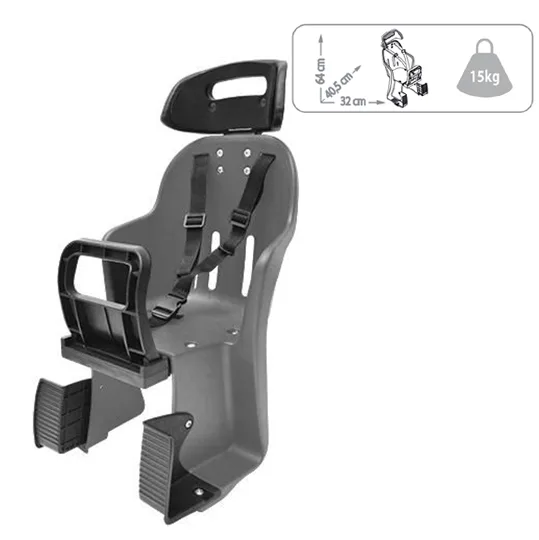 SILLA TRASERA DE NIÑOS BICIC GRIS CON PROTECCIONES