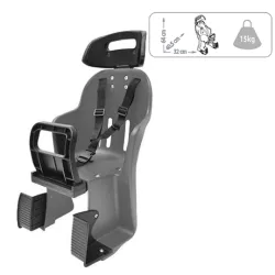 SILLA TRASERA DE NIÑOS BICIC GRIS CON PROTECCIONES