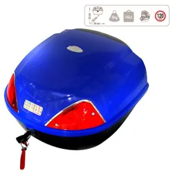 BAUL PORTA OBJETOS 16 LITROS 25X36X34 AZUL P/ MOTO Y BICICL Con doble ojo de gato