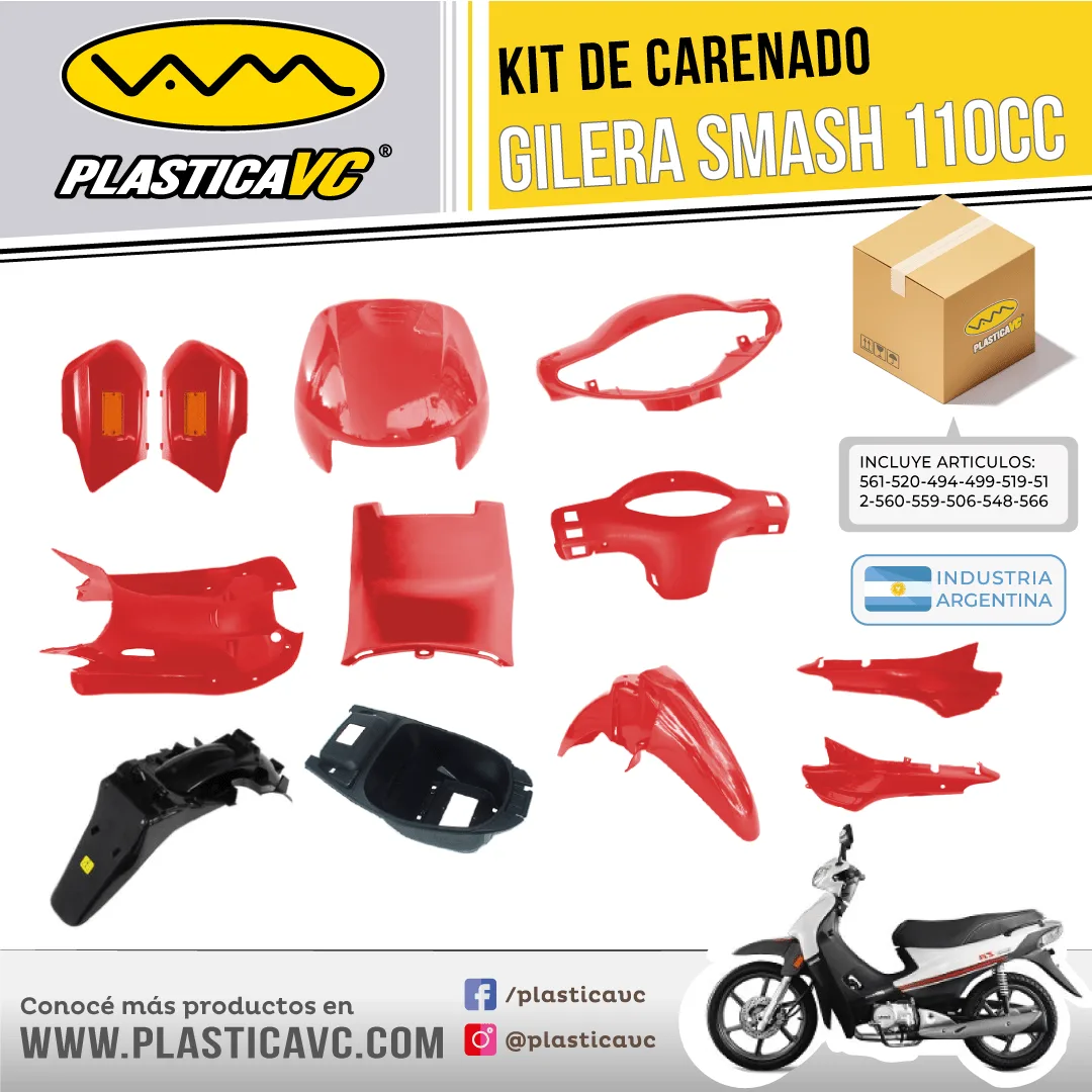 KIT CARENADO SMASH /BIZ/OTRAS 110cc 11p ROJO