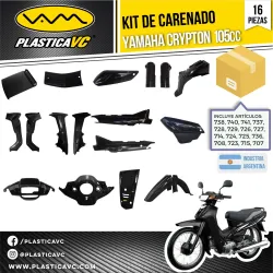 KIT CARENADO YAMAHA CRYPTON 105cc Negro 16 Piezas