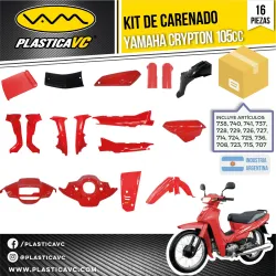 KIT CARENADO YAMAHA CRYPTON 105cc Rojo 16 piezas