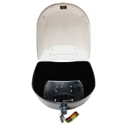 BAUL PORTA OBJETOS 36X34X25 16 LITRO BLANCO P/ MOTO Y BICI Con doble ojo de gato