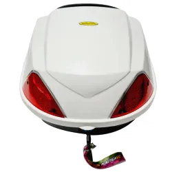 BAUL PORTA OBJETOS 36X34X25 16 LITRO BLANCO P/ MOTO Y BICI Con doble ojo de gato
