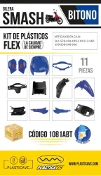 KIT CARENADO SMASH /BIZ/OTRAS 110cc 11p BITONO AZUL/NEGRO