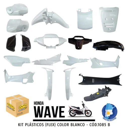 KIT CARENADO HONDA WAVE 18P 2006 al 2012 blanco