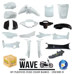 KIT CARENADO HONDA WAVE 18P 2006 al 2012 blanco