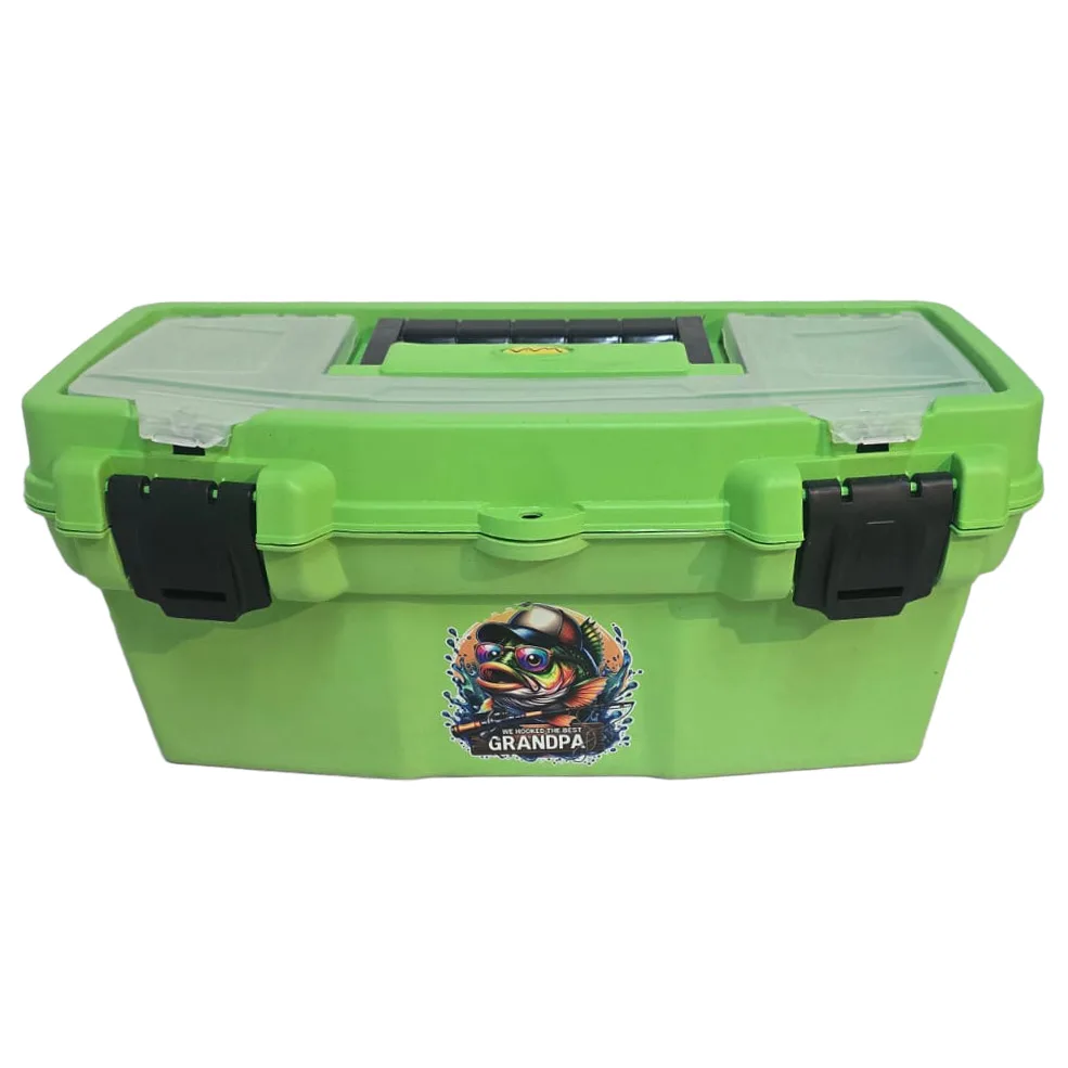 CAJA PESCA 16" VERDE C/BAN TAPA ORG. 40,5X20,5X18 500GR