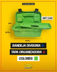 CAJA PESCA 16" VERDE C/BAN TAPA ORG. 40,5X20,5X18 500GR