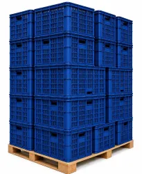 Canasto Plastico Reforzado 65L MULTIUSO 57x38x30 AZUL APILABL
