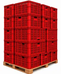 Canasto Plastico Reforzado 65L MULTIUSO 57x38x30 ROJO APILABL