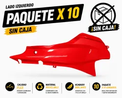 CARENADO LATERAL IZQUIERDO x10 SMASH/BIZ/OTRAS ROJO PAQUETE X 10 UNIDADES SIN CAJA