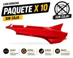 CARENADO LATERAL DERECHO X10 BIZ/SMASH Y OTRAS ROJO PAQUETE X 10 UNIDADES SIN CAJA